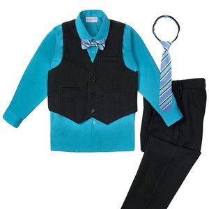 Big Boy's 5 Piece Pinstripe Vest Set - SIZE 20